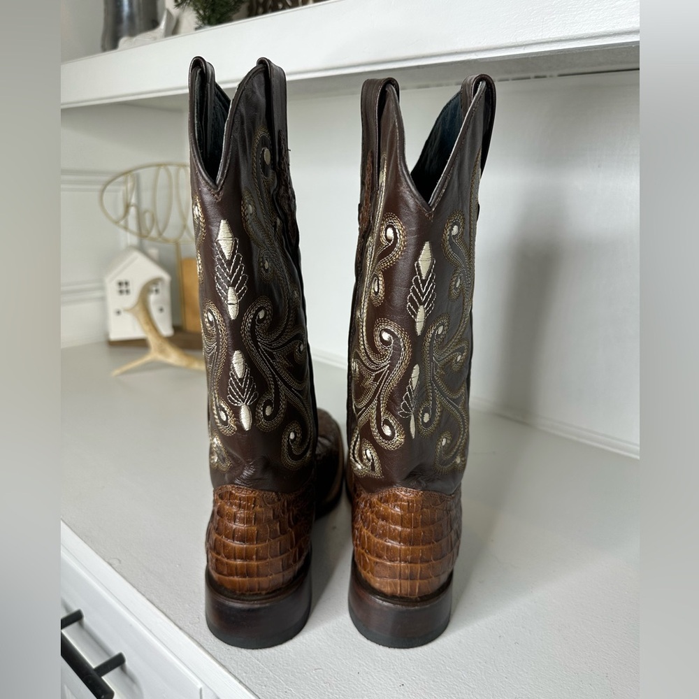Ferrini Western Boots Genuine Cowhide Leather Exotic Vamp Men’s 8.5 / Women’s 10 - Picture 5 of 9